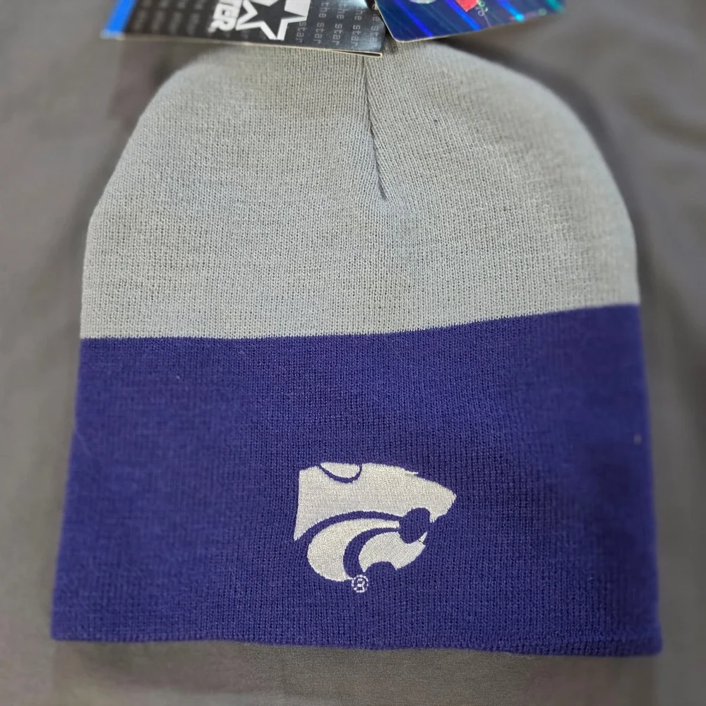 Starter Kansas State Wildcats Youth Beanie Purple Grey Knit Hat NWT